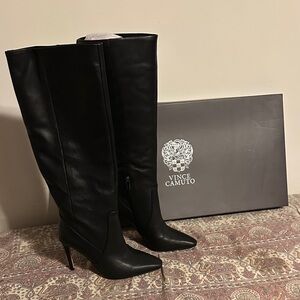 Vince Camuto Sleek Black Heeled Boots NEW!!